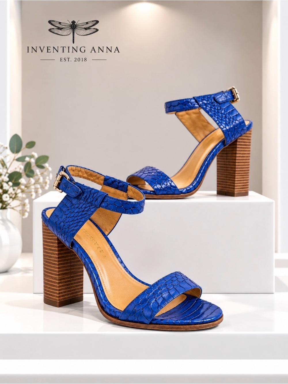 Coach Purple Snakeskin Embossed Block Heel Sandals Size 8